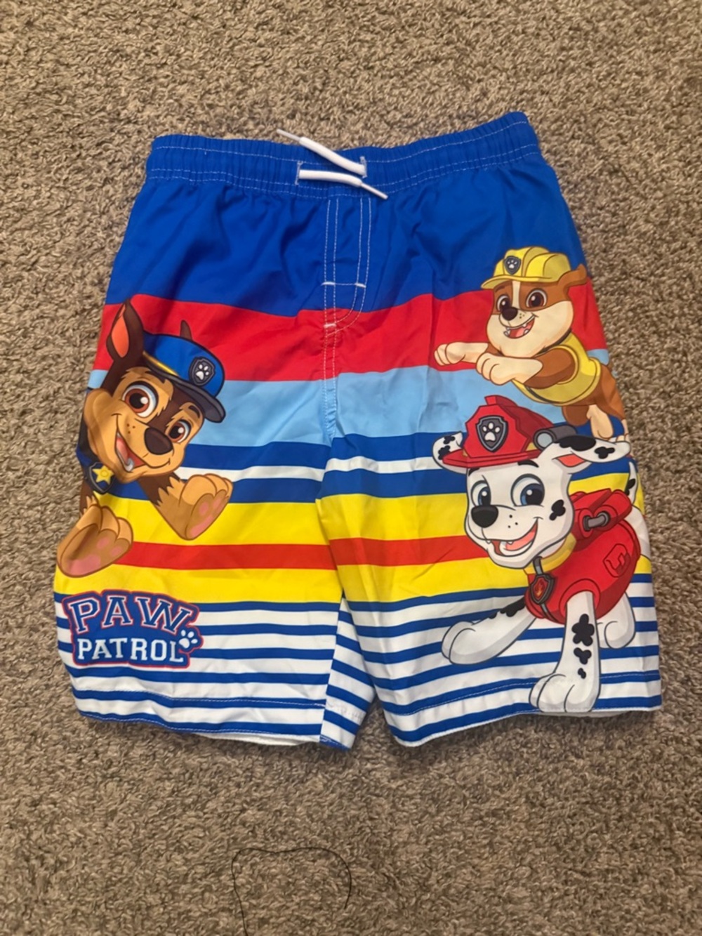 Nickelodeon Paw Patrol Blue Red Yellow Striped Boys' Swim Shorts